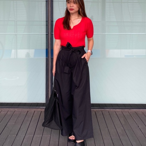 NWT Uniqlo C Belted Ankle Wide Pants - Picture 2 of 6